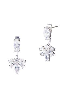 Anne Klein Silvertone And Crystal Flower Earrings