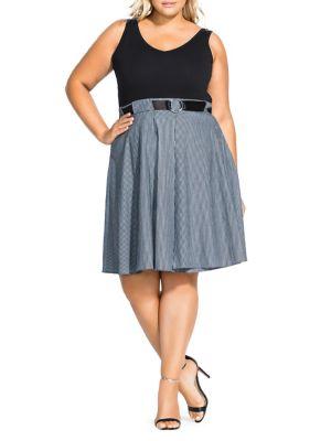 City Chic Plus Striped Poplin Dress