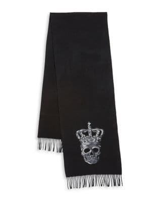 John Varvatos Star U.s.a. Punched Skull Wool Scarf