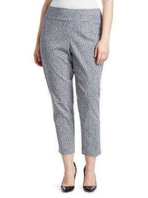 Nic+zoe Plus Blue Hatching Ankle Pants