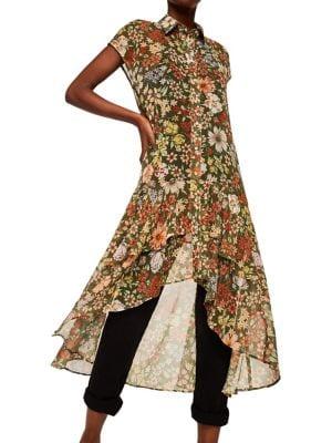 Mango Tiered Floral Long Shirt