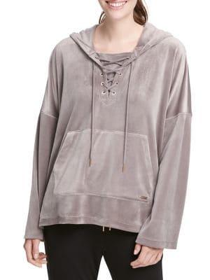 Donna Karan Active Velvet Lace-up Hoodie