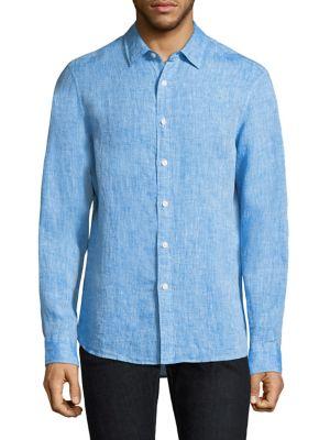 Michael Kors Cross-dyed Slim-fit Linen Button-down Shirt
