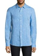 Michael Kors Cross-dyed Slim-fit Linen Button-down Shirt