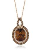 Le Vian Chocolatier Vanilla Diamonds, Chocolate Diamonds, Caramel Quartz & 14k Strawberry Gold Pendant Necklace