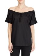 Lauren Ralph Lauren Tassel Sateen Top