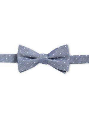 Black Brown Pre-tied Silk Polka-dot Bow Tie