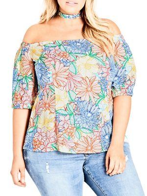 City Chic Plus Etched Bloom Top