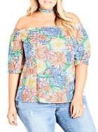 City Chic Plus Etched Bloom Top