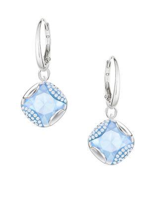 Swarovski Blue Crystal Heap Square Drop Earrings