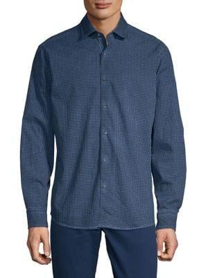 Black Brown Micro-gingham Button-down Shirt