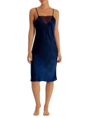 Midnight Bakery Cleo Mesh Satin Midi Slip Gown