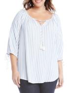 Karen Kane Plus Tie-sleeve Peasant Top