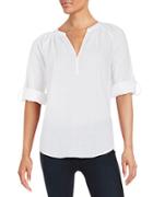 Lord & Taylor Petite Textured Cotton Top