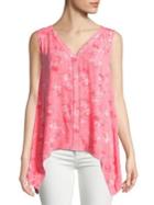 H Halston Floral V-neck Top