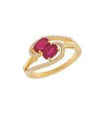 Lord & Taylor Diamonds, Ruby And 14k Yellow Gold Ring