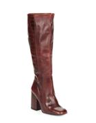 Free People High Ground Knee-high Croco-embossed Leather Boots
