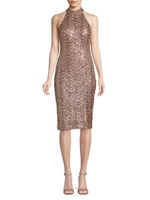 Vince Camuto Halter Sequin Sheath Dress