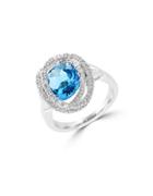 Effy Final Call Diamond, Blue Topaz & 14k White Gold Ring