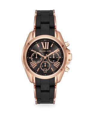 Michael Kors Bradshaw Rose Goldtone Stainless Steel Chronograph Silicone Strap Watch