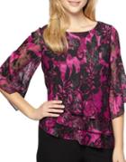 Alex Evenings Printed Tier-hem Blouse