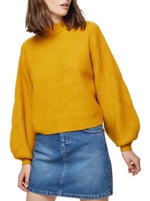 Miss Selfridge Textured Balloon-sleeve Sweater