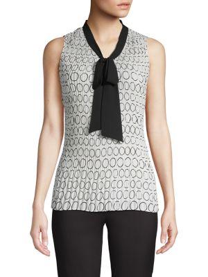 Donna Karan Pleated Necktie Top