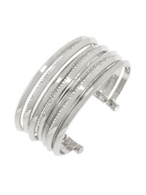 Bcbgeneration Starry Eyed Silvertone & Pave Crystal Multi-row Cuff Bracelet