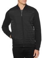 Perry Ellis Quilted Mixed-media Full Zip Jacket