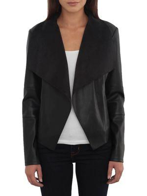 Bagatelle Faux Leather Drape Jacket