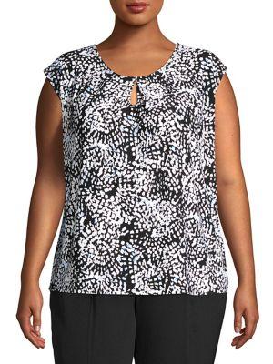 Kasper Plus Printed Cap-sleeve Top