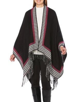 Rafaella Houndstooth Fringe Shawl