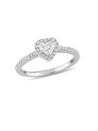 Sonatina 14k White Gold And Diamond Heart Halo Engagement Ring