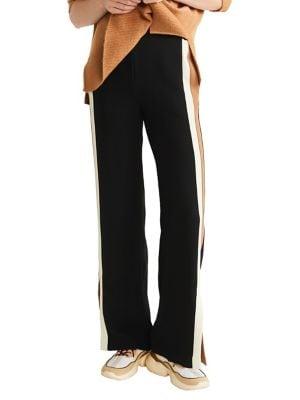 Mango Side Striped Textured Trousers