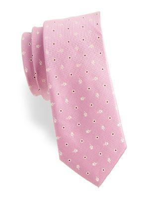 Black Brown Mixed Flower Slim Silk Tie