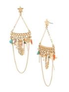 Bcbgeneration Beachcomber Goldtone & Crystal Multi-charm Chandelier Earrings
