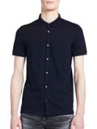 Calvin Klein Modern Fit Short Sleeve Paneled Button-down Shirt