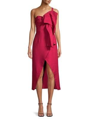 Cmeo Collective Pleated Asymmetrical Midi Dress