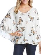 Karen Kane Butterfly-print Angel-sleeve Top