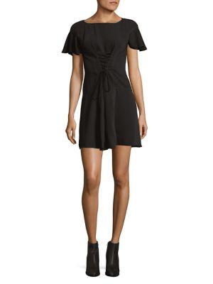 Laundry By Shelli Segal Lace-up Bell-sleeve Dress