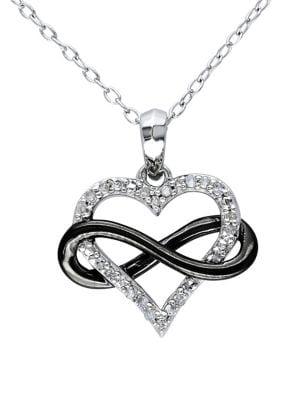 Sonatina Sterling Silver 0.1 Tcw Diamond Heart Infinity Necklace
