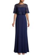 Adrianna Papell Embellished Lace Popover Gown