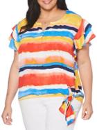 Rafaella Plus Printed Self-tie Top