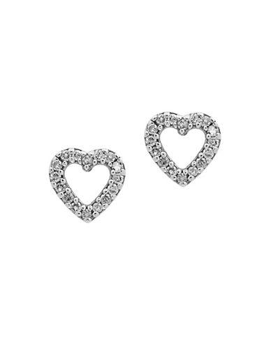 Effy Diamonds And 14k White Gold Open Heart Stud Earrings