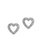 Effy Diamonds And 14k White Gold Open Heart Stud Earrings