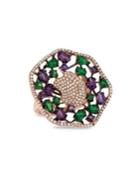 Marco Moore 14k Rose Gold, Diamond, Green Garnet & Amethyst Statement Ring