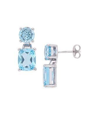 Sonatina Sterling Silver And Blue Topaz Drop Earrings