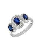 Lord & Taylor 14k White Gold Sapphire And Diamond Ring, 0.264 Tcw