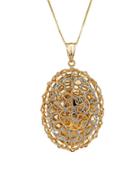 Lord & Taylor 14k Yellow Gold And White Gold Mesh Swirl Necklace