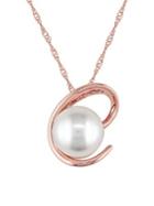 Sonatina Freshwater Cultured Pearl And 14k Rose Gold Swirl Necklace